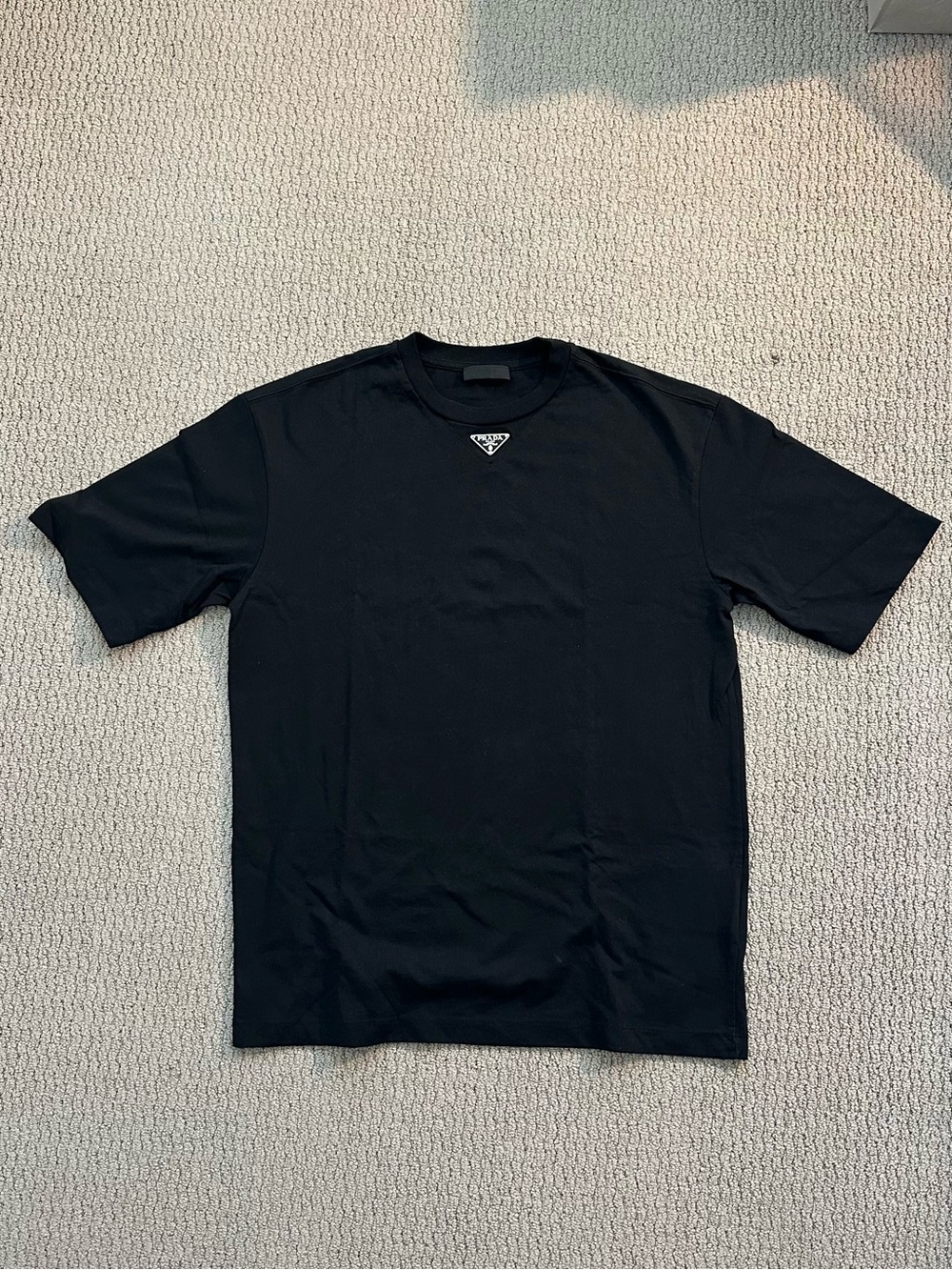 Prada Black Short Sleeve Crewneck with Triangle Logo